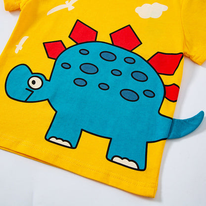 2024 new betop children's clothing children's T-shirt summer Korean version boy short-sleeved dinosaur cartoon top one sample