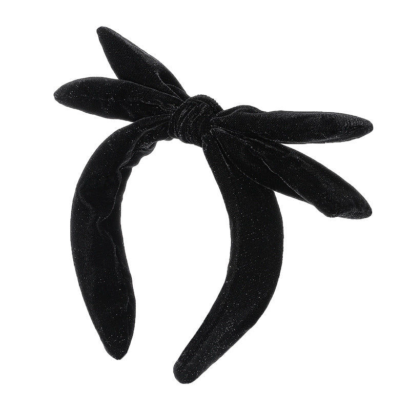 High skull top black velvet double layer big bow headband Korean version of high-grade head buckle net celebrity headband hair cave