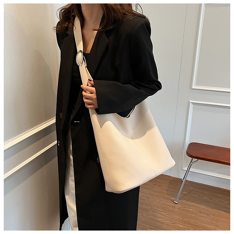 Cross-border casual soft surface large capacity bag for women 2024 new fashion one-shoulder underarm bag two-piece bucket bag 