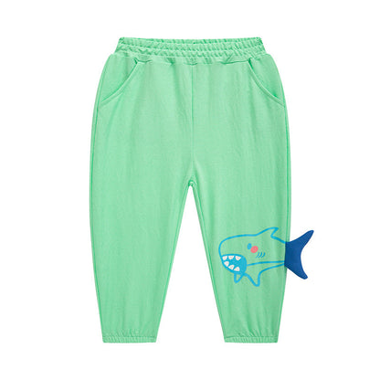 be top children's clothing summer children's anti-mosquito pants thin casual air-conditioning cartoon three-dimensional shark boy baby trousers