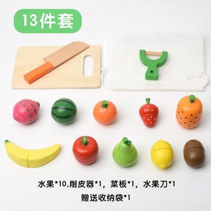 Children's early education wooden simulation kitchen set fruit recognition vegetable classification cutting fun educational play house toys