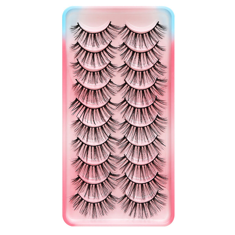 Dingsen false eyelashes factory European and American stable cross-border supply 10 pairs of natural curling thick eyelashes