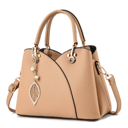 2024 new style ladies' bags, fashionable and versatile, trendy solid color stitching, soft leather handbag, messenger bag 