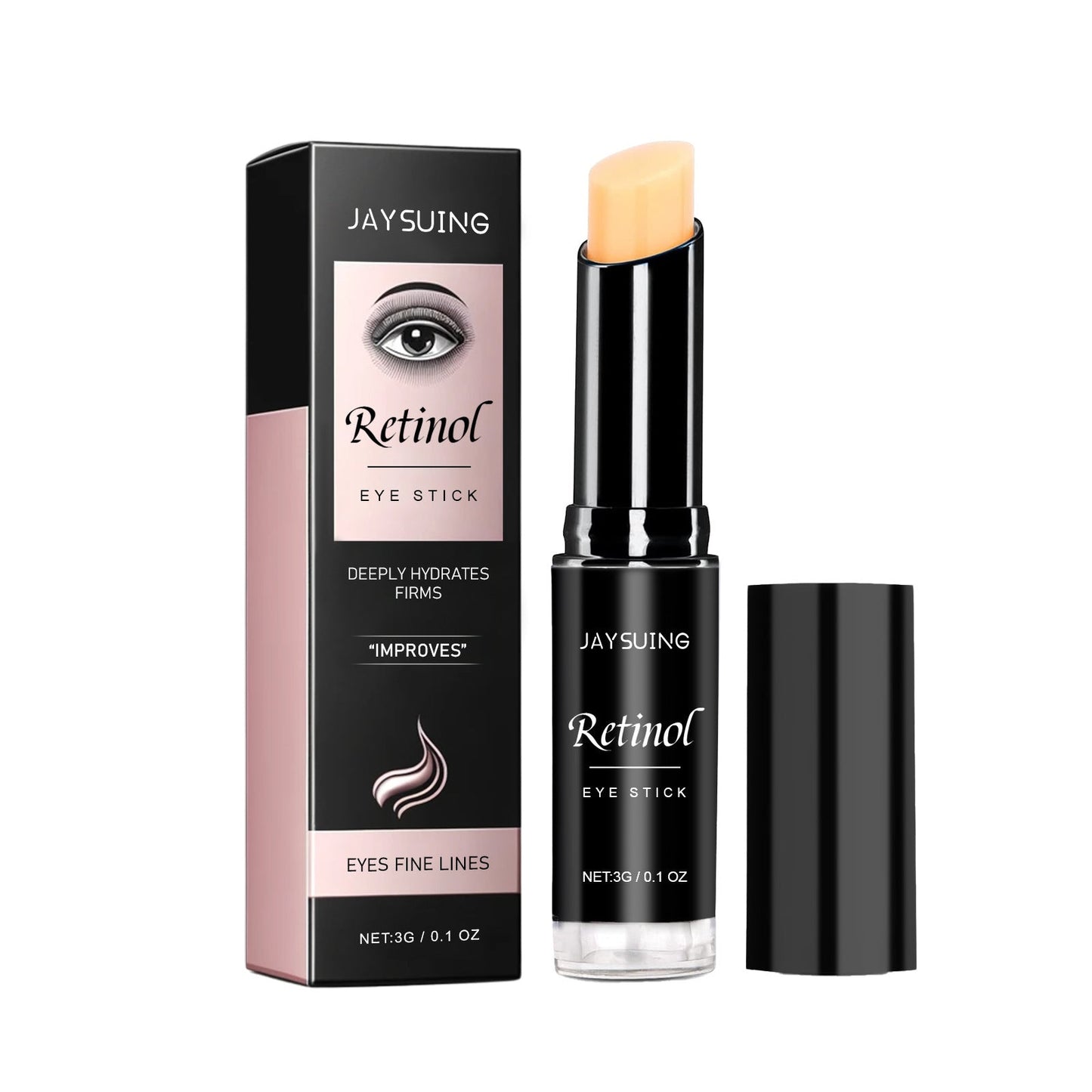 Jaysuing Retinol Anti-Aging Eye Cream Stick ធ្វើអោយស្បែកភ្លឺ រង្វង់ភ្នែកខ្មៅ រង្វង់ភ្នែក បន្ទាត់ល្អ និង បន្តឹងជុំវិញភ្នែក 