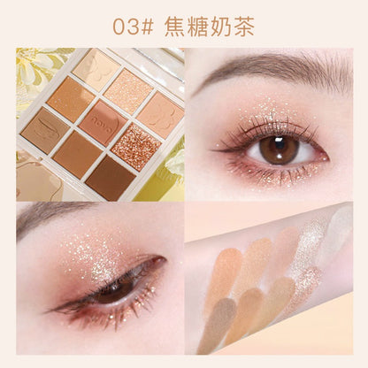 NOVO manufacturer Yingshi afternoon tea nine-color eyeshadow powder brown palette earth color matte pearl powder eyeshadow palette wholesale 