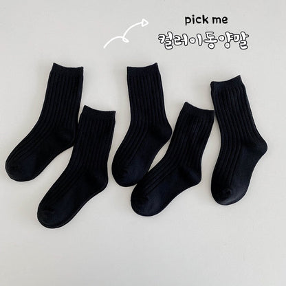 ស្រោមជើងកុមារ Elmo Beibei 2024 Spring Baby Plain Breathable Socks Cotton Socks Boys and Girls Pit Socks 5 Pairs