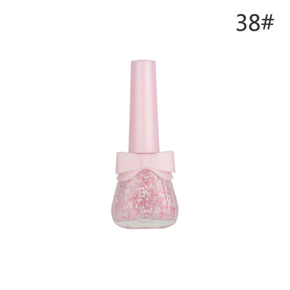 BK new bow seven-day water-based nail polish pure color free baking summer net red white macaron 13ml 