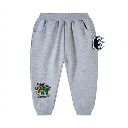 2024 new style children's pants autumn children's trousers boys baby dinosaur sweatpants knitted car flower pants one piece delivery