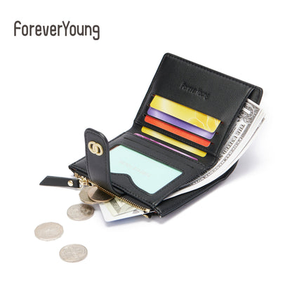 forever young women's wallet ins high-end short wallet simple fashion coin purse pu card bag 