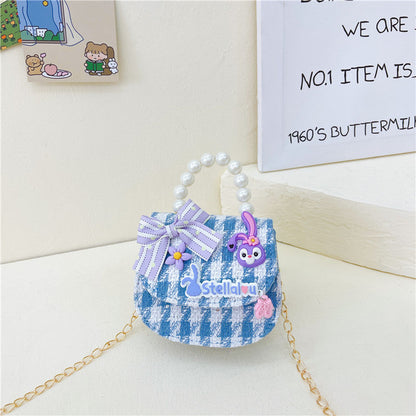 New style children's bag cute bow shoulder bag fashion pearl handbag cartoon chain crossbody bag wholesale