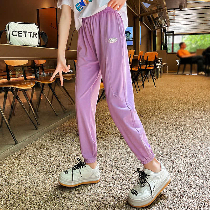 Children's ice silk anti-mosquito pants summer 2024 summer thin bloomers summer sports trousers girls leggings