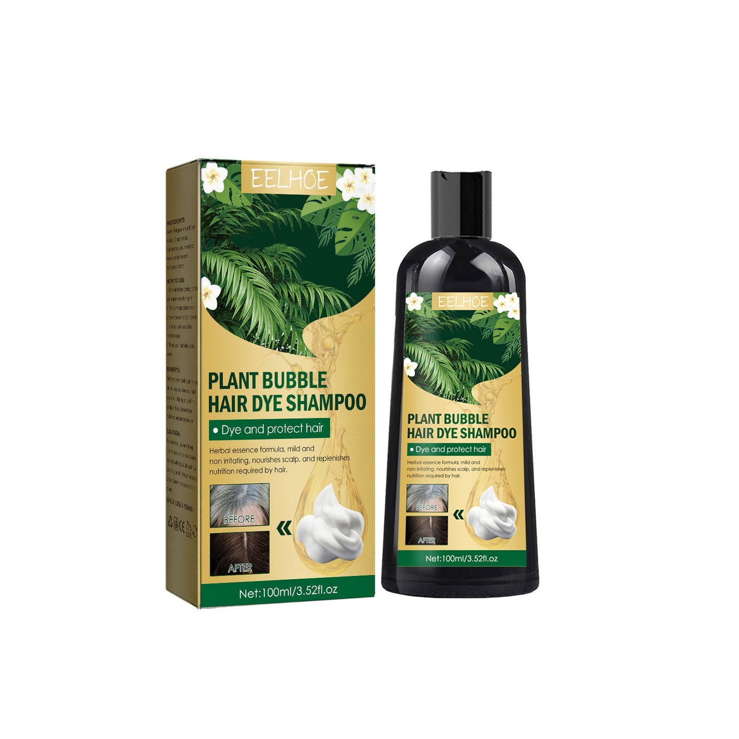 EELHOE plant bubble hair care សក់ខ្មៅធម្មជាតិ ព្យាបាលសក់ខ្មៅ ងាយស្រួលលាប ជាប់បានយូរ ស្រាល និងមិនរមាស់ 