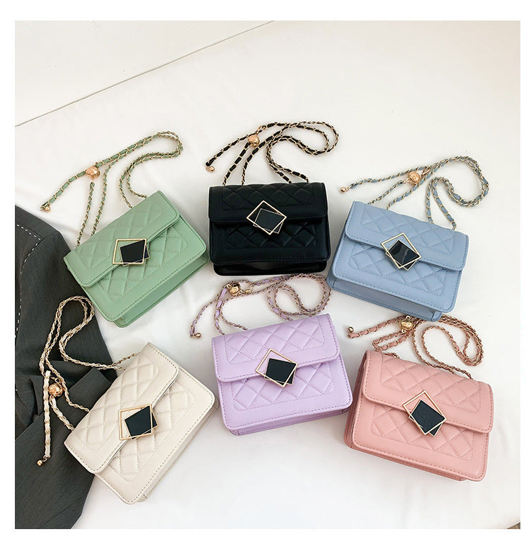 2024 autumn and winter new fashion diamond chain small bag one shoulder crossbody small square bag foreign temperament women's bag wholesale 