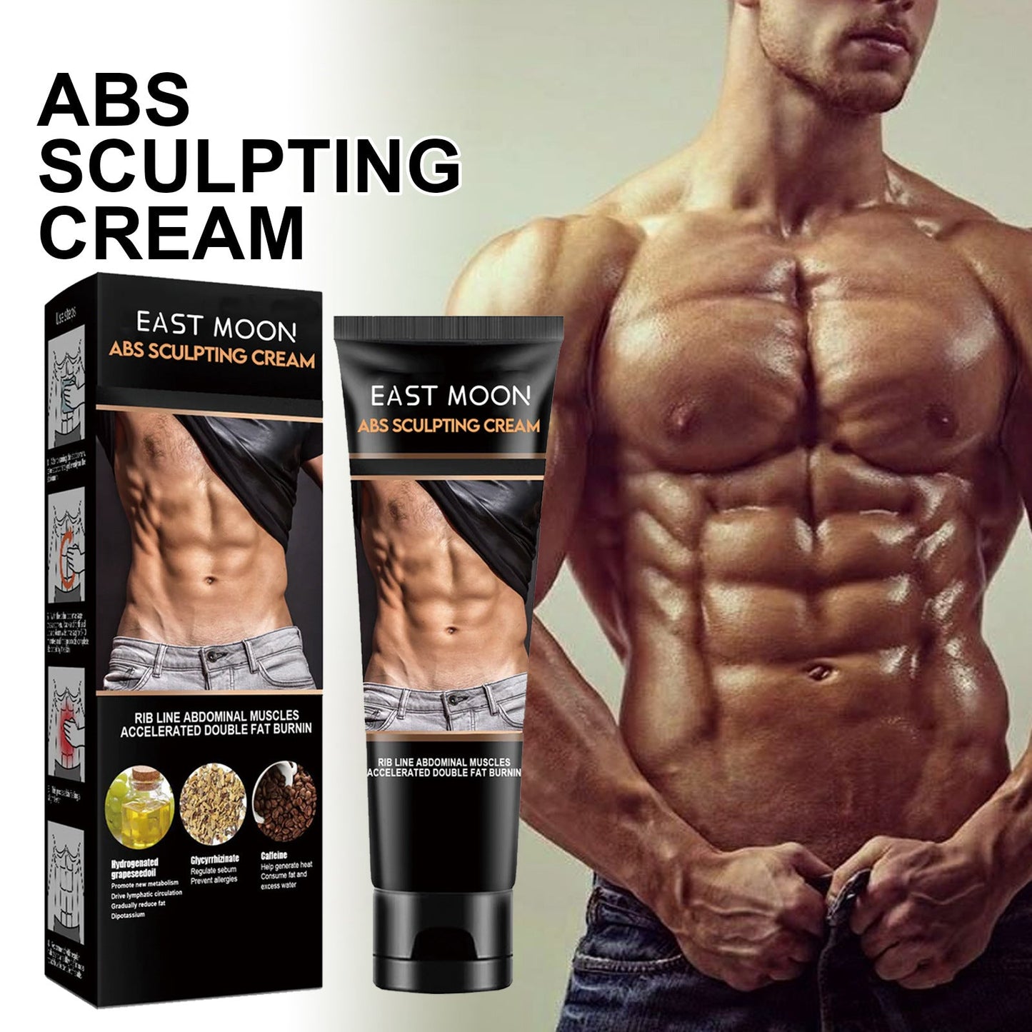 East Moon Abdominal Muscle Shaping Cream លំហាត់​ប្រាណ​ពង្រឹង​សាច់ដុំ​ពោះ ជួយ​ពង្រឹង​សរសៃ​សាច់ដុំ Vest Line Massage Cream 