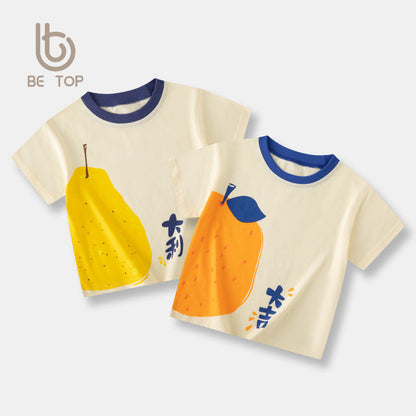 Internet celebrity Douyin source children's short-sleeved T-shirt summer new Korean version of baby boy cross-border children's clothing trend one piece drop shipping