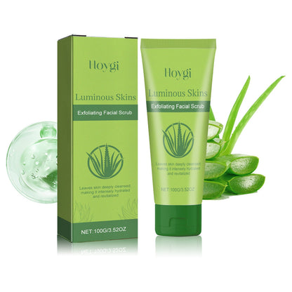 Hoygi Aloe Vera Exfoliating Scrub លាងសម្អាតភាពកខ្វក់យ៉ាងជ្រៅ បំបាត់ស្នាមអុចខ្មៅ បន្តឹងស្បែក ធ្វើអោយស្បែកទន់ ស្រស់ថ្លា 