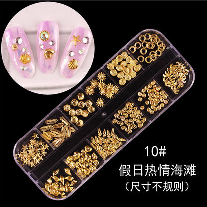 Nail accessories rhinestones flat bottom diamonds hollow rivet nail stickers diamond sequins colored diamonds flat bottom pearl shell pieces Japanese style