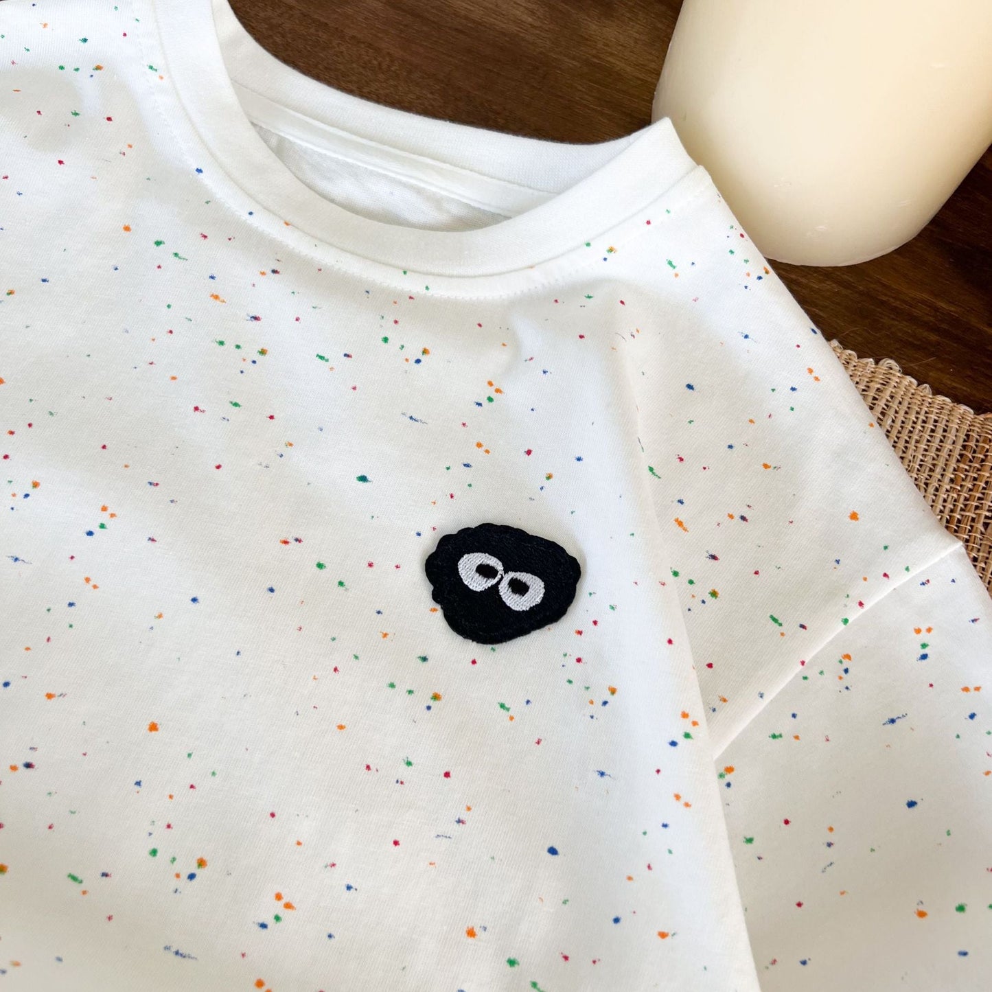 Children's clothing 2024 summer new boys short-sleeved casual coal briquette embroidery color dot simple T-shirt children's cute all-match T