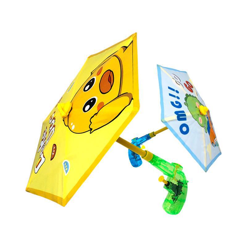 Cross-border summer outdoor cartoon umbrella water gun children's pull-out large-capacity water fight water gun water play toy