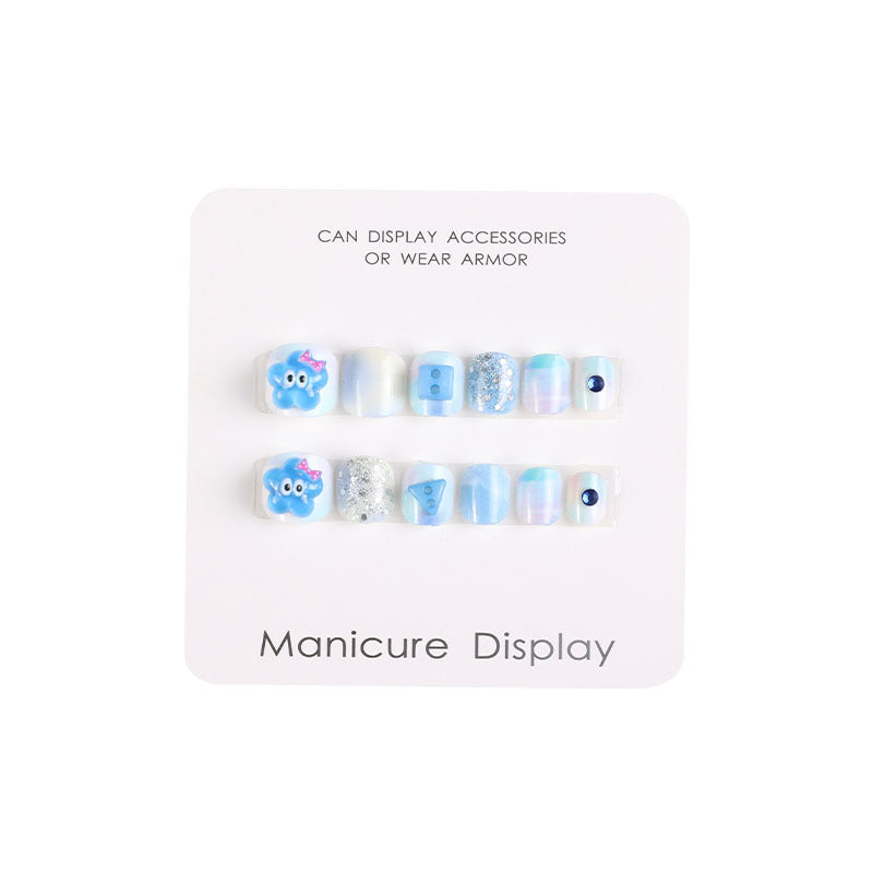 2024 new children's nail stickers girls nail stickers jelly glue cute nail stickers girls baby nail stickers 