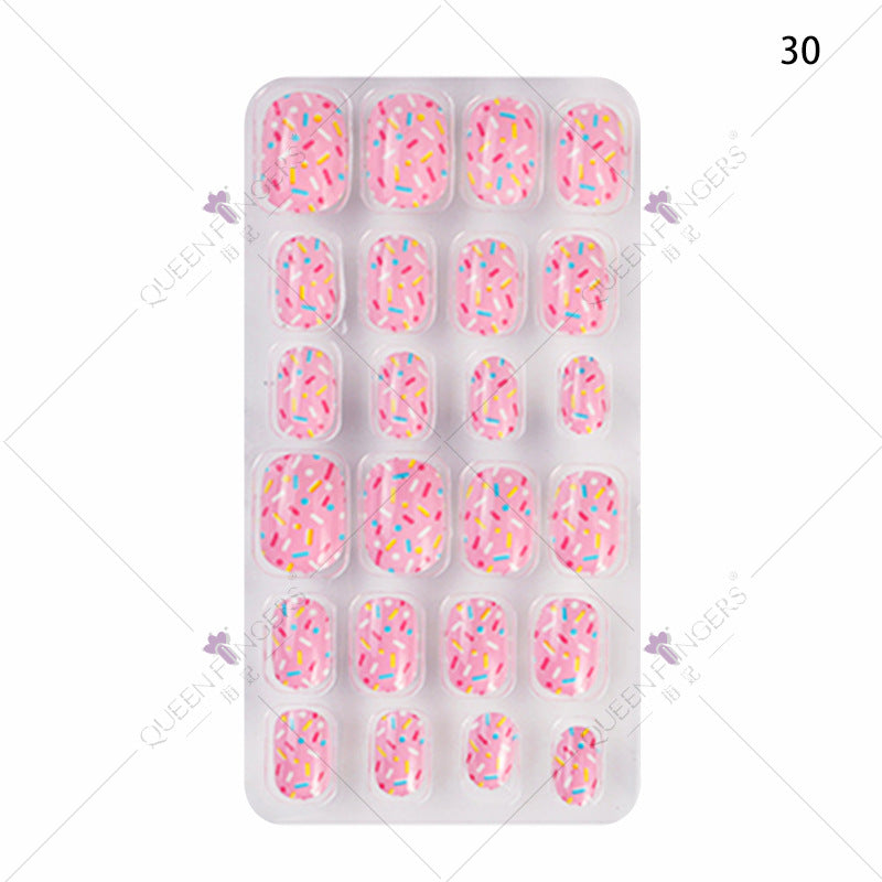 Zhifei nail art 24 pieces bagged wearable wearable nail pieces finished nail art children's nail art finished nail pieces