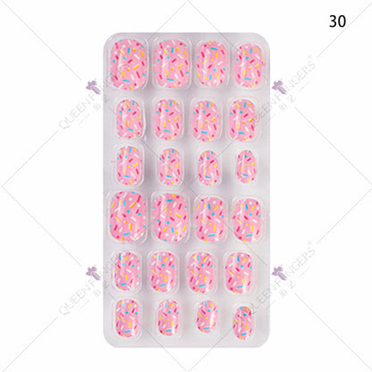 Zhifei nail art 24 pieces bagged wearable wearable nail pieces finished nail art children's nail art finished nail pieces