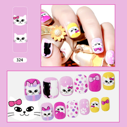 Manicure children wear cat nail pieces children's patches finished nail pieces fake nails adhesive nail pieces stickers bag