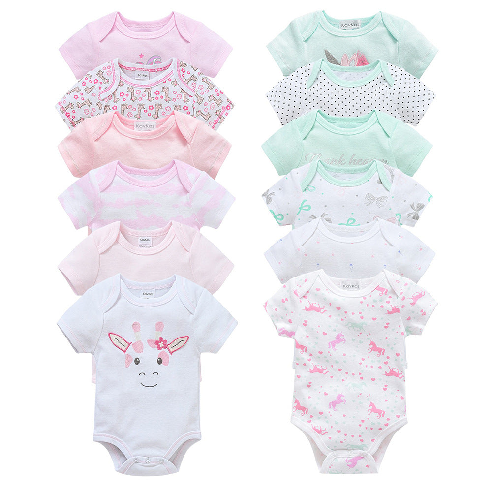 Summer new baby clothes 12 pieces combination short-sleeved baby girl clothes Korean style bodysuit girl clothing manufacturer 