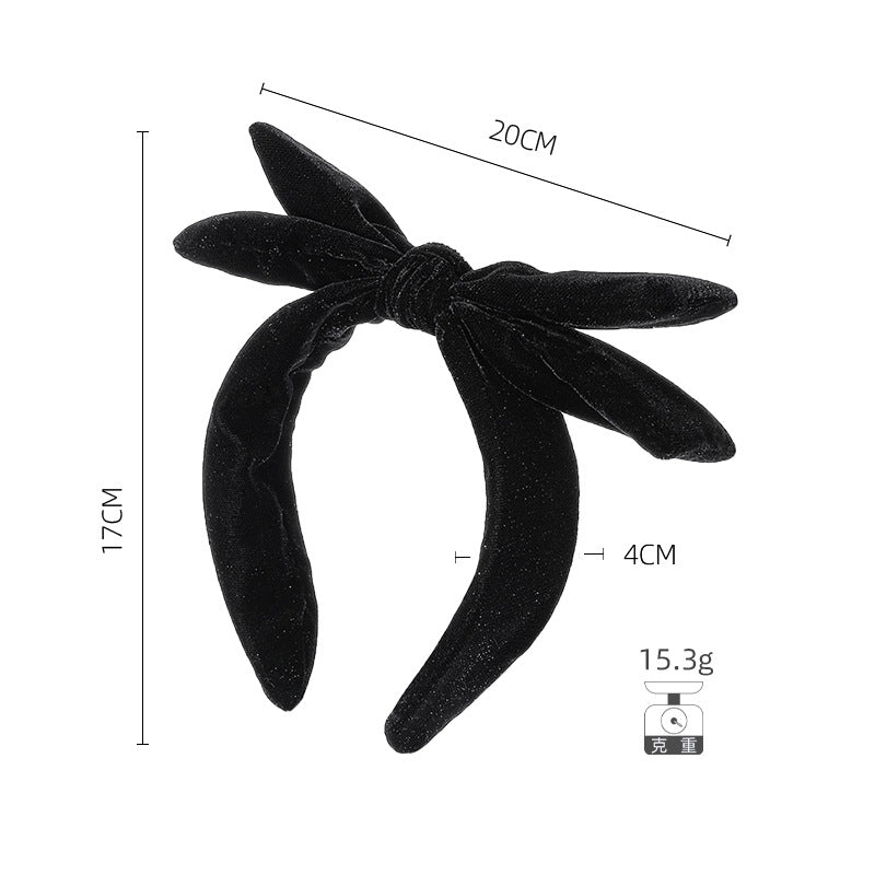 高颅顶黑色丝绒双层大蝴蝶结发箍韩版高级感头扣网红头箍发窟