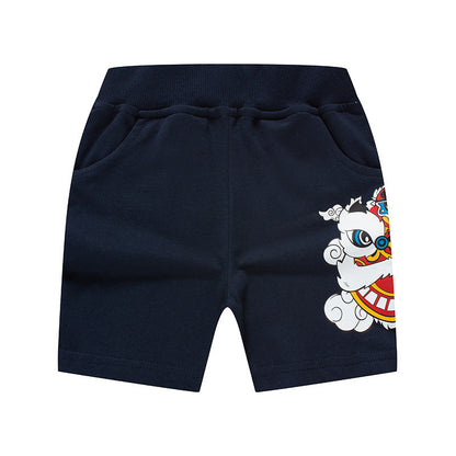 2024 Chinese style tiger year lion dance children's shorts boys shorts national trend baby summer clothes pure cotton manufacturers wholesale