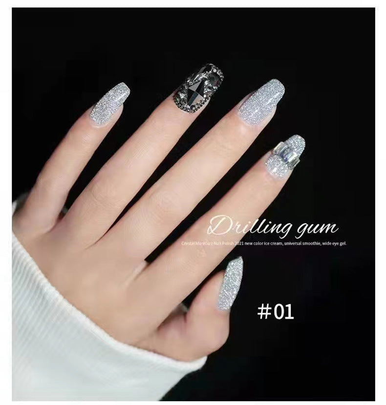 Crushed diamond gel nail polish net celebrity super flash colorful flash diamond gel extension gel nail salon special Yanling gel nail art