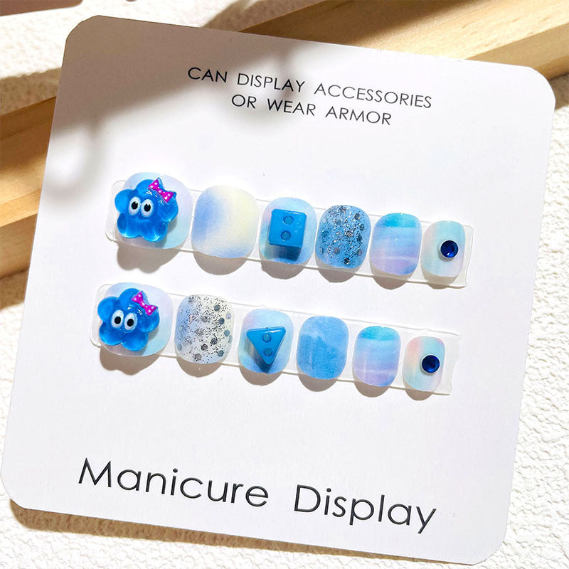 2024 new children's nail stickers girls nail stickers jelly glue cute nail stickers girls baby nail stickers 