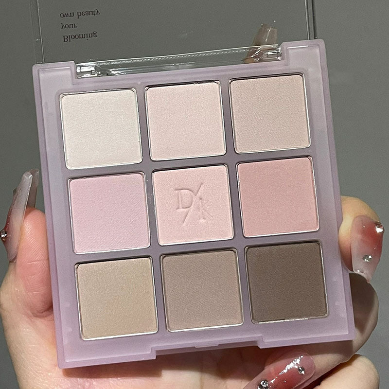 DIKALU Milk Tea Nine-color Eyeshadow Nine-grid Eyeshadow 9-color Transparent Acrylic Plate Bead Matte Nude Color Cross-border