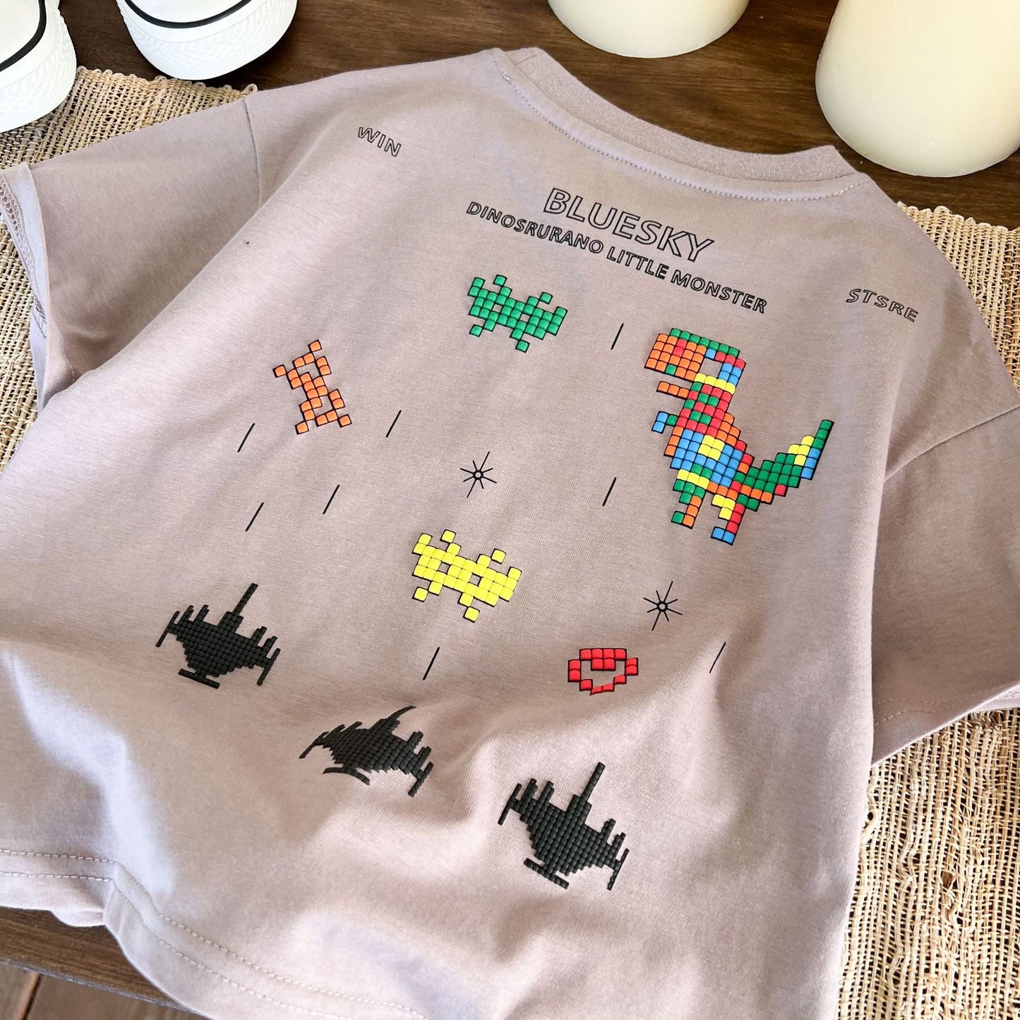 Children's clothing 2024 summer new boys short-sleeved T-shirt casual dinosaur airplane all-match T-shirt children's English trendy T