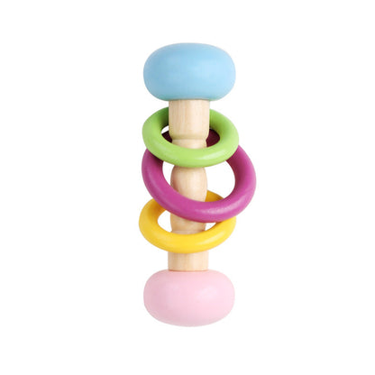 Wooden rattle four-piece set Orff musical instrument hand-grasped rattle infant soothing grasp early education educational toy 