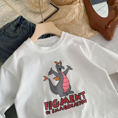 Children's T-shirt Bangcheng 2024 Spring Boys and Girls Cartoon Flying Dragon Long Sleeve New Children's Clothing Printed Tops Trend G0049