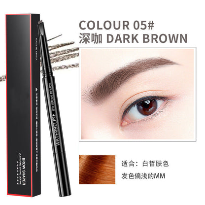 2023 new double-headed eyebrow pencil waterproof and sweat-proof natural ultra-fine automatic non-smudge makeup cross-border live broadcast