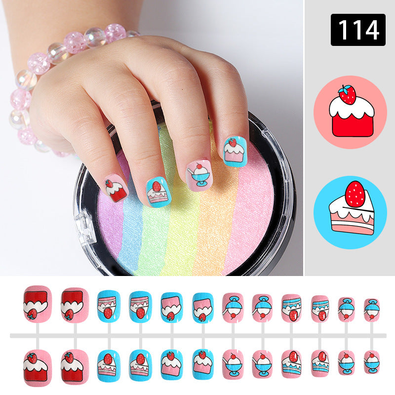 Nail art children's nails cute wearable nails nails children's false nails strip nails finished nails