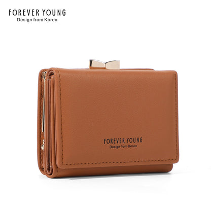 forever young wallet women's short cute Japanese style student wallet Korean version simple three folding coin purse