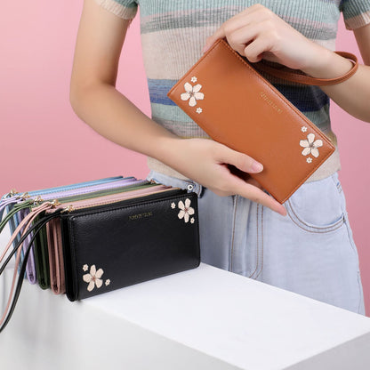 forever young ladies long wallet two-fold zipper printed wallet multi-function cross-border pu clutch 