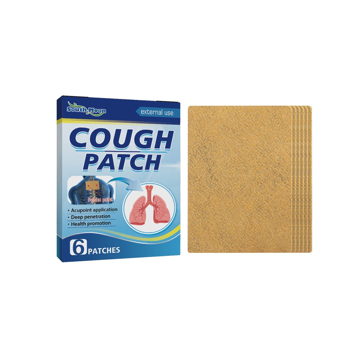 South Moon Cough Patch Asthma Chest Tightness Body Care បំបាត់ការក្អក រមាស់បំពង់ក ស្ងួត Acupoint Health Patch 