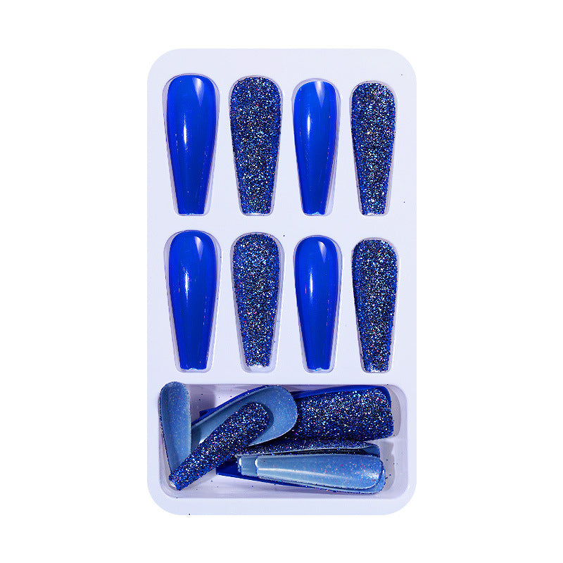 Manicure European and American wearable long ballet nails with diamond gradient color finished wearable nail pieces fake nail patches