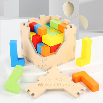 Children's wooden new Pandora's Box building blocks puzzle unlock early childhood education kindergarten thinking space brain burning toys