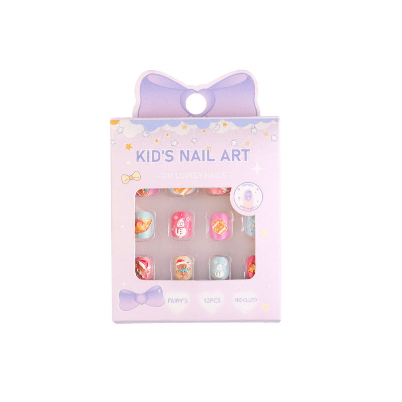 Children's nail stickers girls wear nails self-adhesive nail stickers cartoon cute princess false nail pieces embossed nail pieces