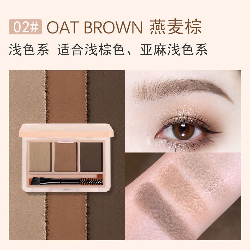 NOVO three-color eyebrow powder is waterproof, sweat-proof, not easy to fade, long-lasting, three-dimensional contouring and highlighting three-in-one for beginners