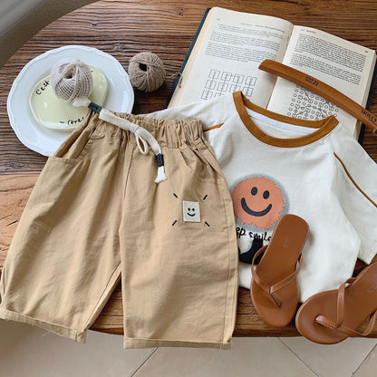 Children's casual pants Bangcheng 2024 summer boys' customized smiley pants new children's sports shorts G0082