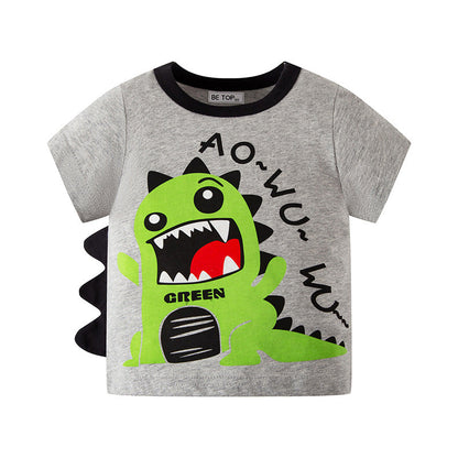 betop children's clothing Korean version dinosaur summer children's short-sleeved T-shirt cartoon pattern boy top half-sleeved sweatshirt