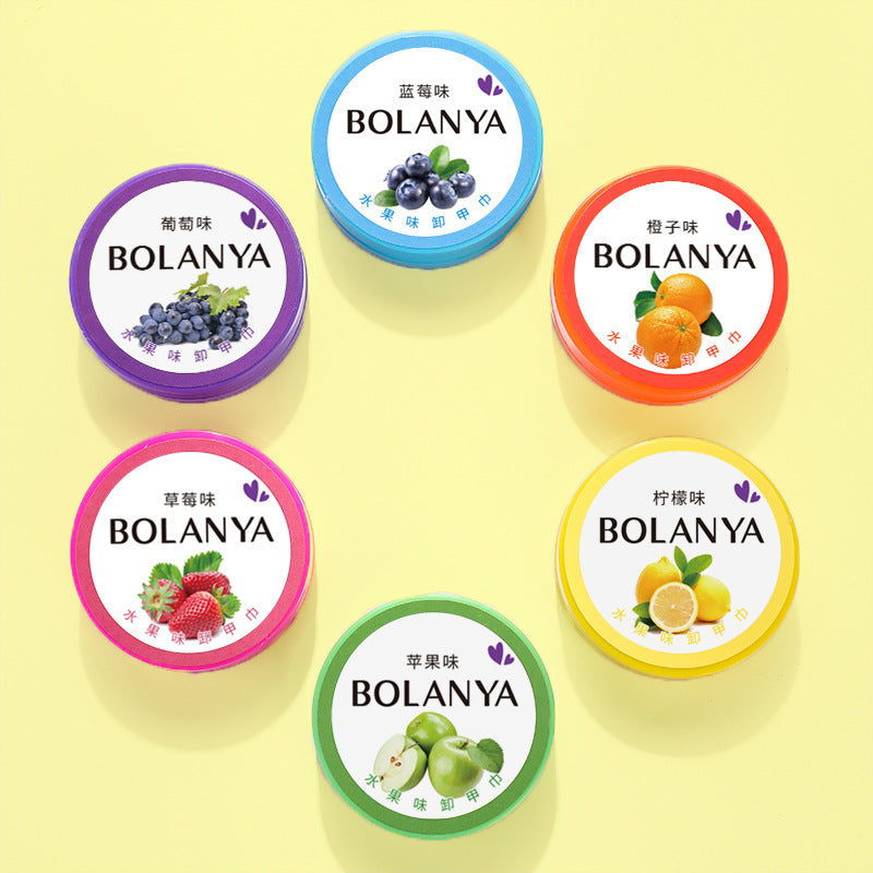 BOLANYA Oily nail polish remover towel Fruit flavor nail polish remover cotton nail polish remover cotton pads nail polish remover towel