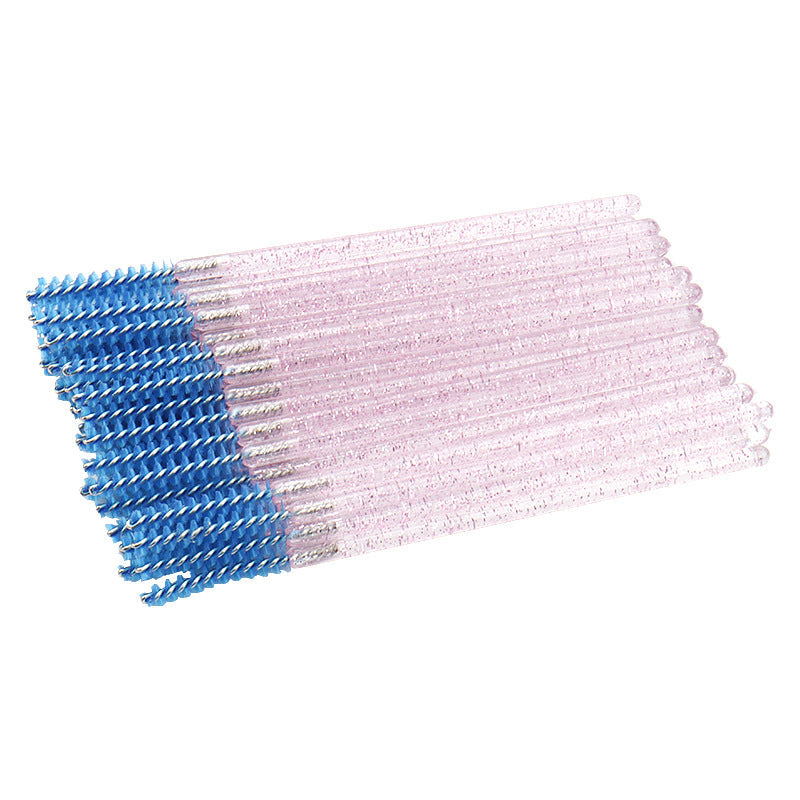 Wholesale disposable grafting eyelash brush crystal glitter rod eyebrow brush straight bright rod eyelash comb 50/pack opp bag