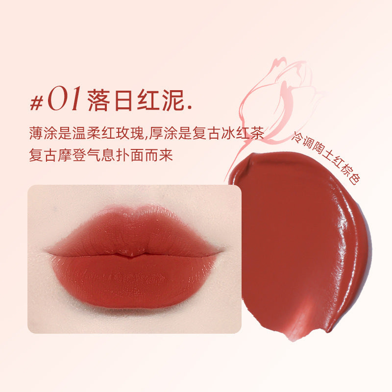 Novo Silky Powder Mist Marshmallow Lip Cream Lip Glaze មានវាយនភាពស្រាល ទន់រលោង ពណ៌ស្រាល មិនស្អិត មិនប្រតាក 